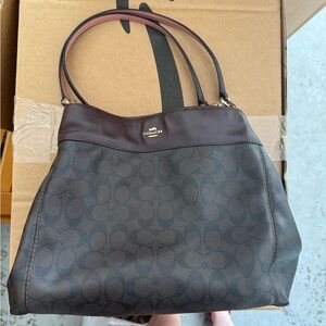 Coach Dark Brown Lexy Signature Shoulder Bag